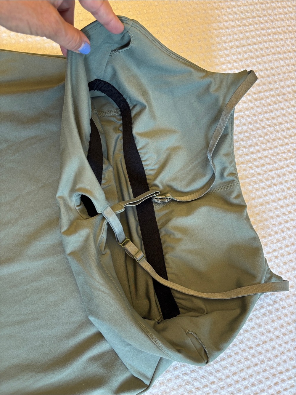 ❌SOLD!❌ Danskin Skinny Strap Active Mini Dress L Sage Green Shorts Romper - Picture 10 of 16